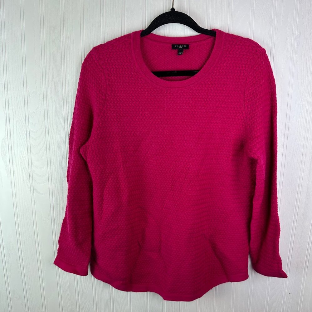 Talbots‎ Sweater Dark Pink Size L Petite Long sleeve Wool Blend
